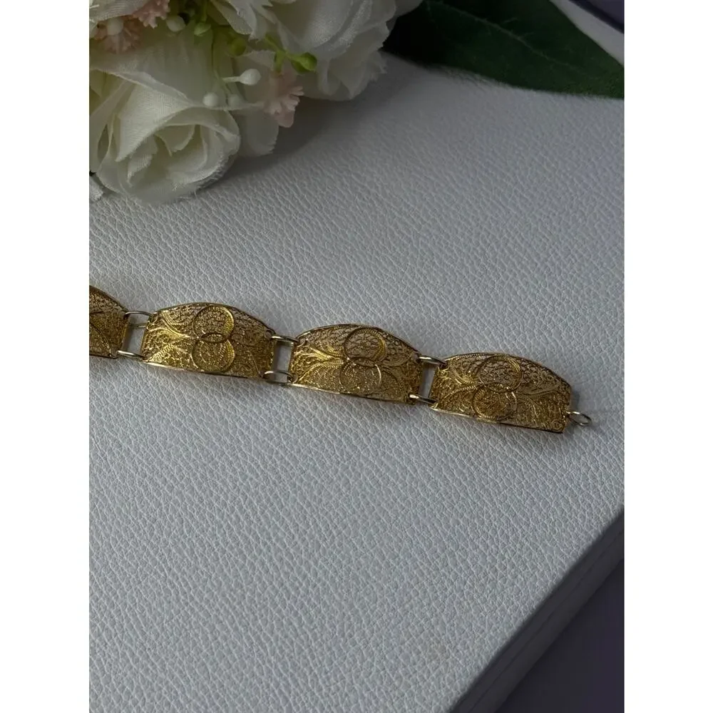 Portugal Topazio 925 Sterling Silver Gold Plated Bracelet Length 7 Inch